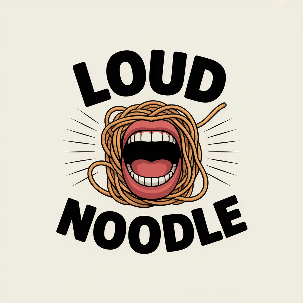 Loud Noodle mark — noodle mouth burst